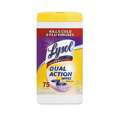 LYSOL DUAL ACTION DISINFECTING WIPES 7 X 8 WHITE