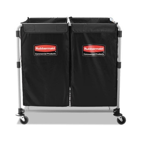 Rubbermaid Commercial Collapsible X-Cart Steel 2 to 4 Bushel Cart 24 1/10w x 35 7/10d Black/Silver