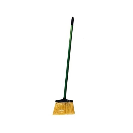 Large Angle Brooms  48x1-7/8 Flagged Yellow Nylon Bristles Plastic Cap Green Handle