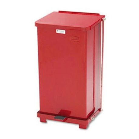 Rubbermaid Commercial Defenders Biohazard Step Can Square Steel 12gal Red