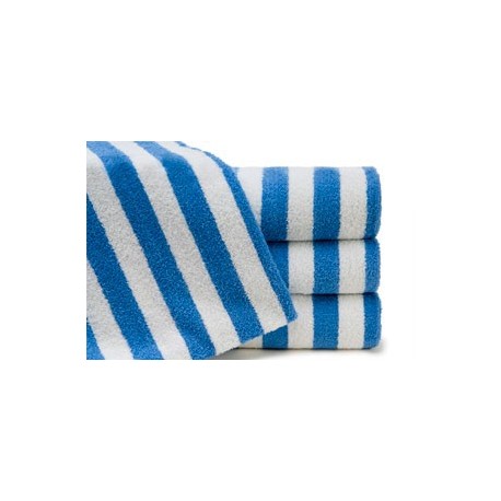 OXFORD CABANA POOL TOWELS 32 x 66 BLUE STRIPE 100% COTTON 2 PLY RINGSPUN 2X2 (3 Dozen Minumum Order)
