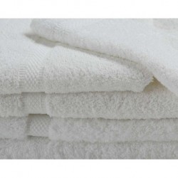 Oxford Bellezza WASHCLOTH TOWELS 13 X 13 WHITE 100% Cotton Ringspun Dobby Border & Dobby Hemmed
