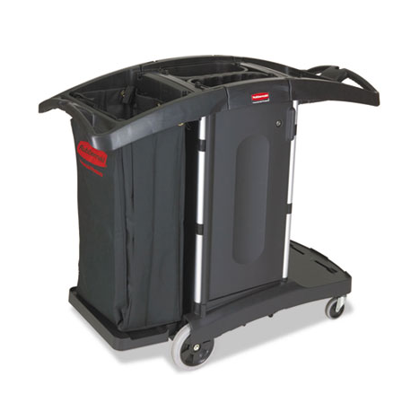 Rubbermaid Commercial Compact Folding Housekeeping Cart 22w x 51 3/4d x 44h Black