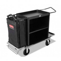Rubbermaid Commercial High-Capacity Housekeeping Cart Three-Shelf 22w x 55d x 44h Black