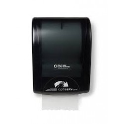 OptiServ Hands-Free Black 3-Notch Mechanical Translucent Controlled Roll Towel Dispenser