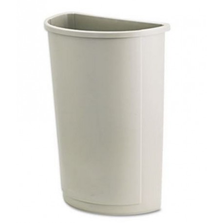 Rubbermaid Commercial Untouchable Waste Container Half-Round Plastic 21gal Beige