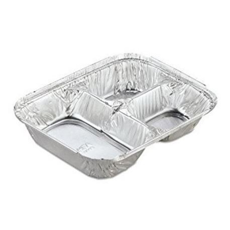 Pactiv Aluminum Food Trays 3-Compartment 8.5 x 6.5 x 1.5