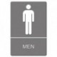 ADA Sign Men Restroom Symbol Tactile Graphic Molded Plastic 6 x 9 Gray