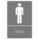 ADA Sign Men Restroom Symbol Tactile Graphic Molded Plastic 6 x 9 Gray