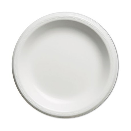 Genpak Elite Laminated Foam Plates 8.88 Inches White Round