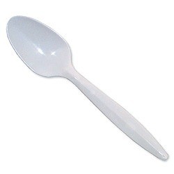 PLASTIC TABLEWARE HEAVYWEIGHT SOUP SPOONS WHITE