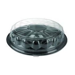 Pactiv Round CaterWare Dome-Style Food Container Lids 1-Comp Clear 12dia