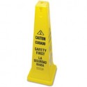 Rubbermaid Commercial Four-Sided Caution Wet Floor Yellow Safety Cone