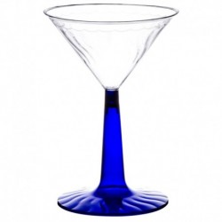 6oz clear with blue base martini glass pk96